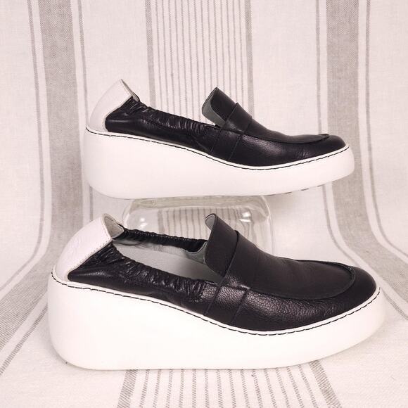 Fly London Shoes - FLY London Loafer Shoes DULI620FLY Womens 9 Black Leather Platform Slip On